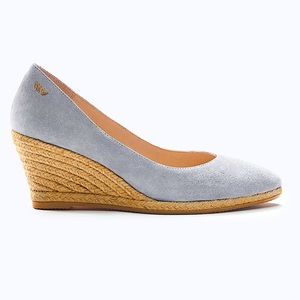 VISCATA Barcelona Roses Suede Wedges - Ash Grey V cut womens size 39 EU/ 8 US